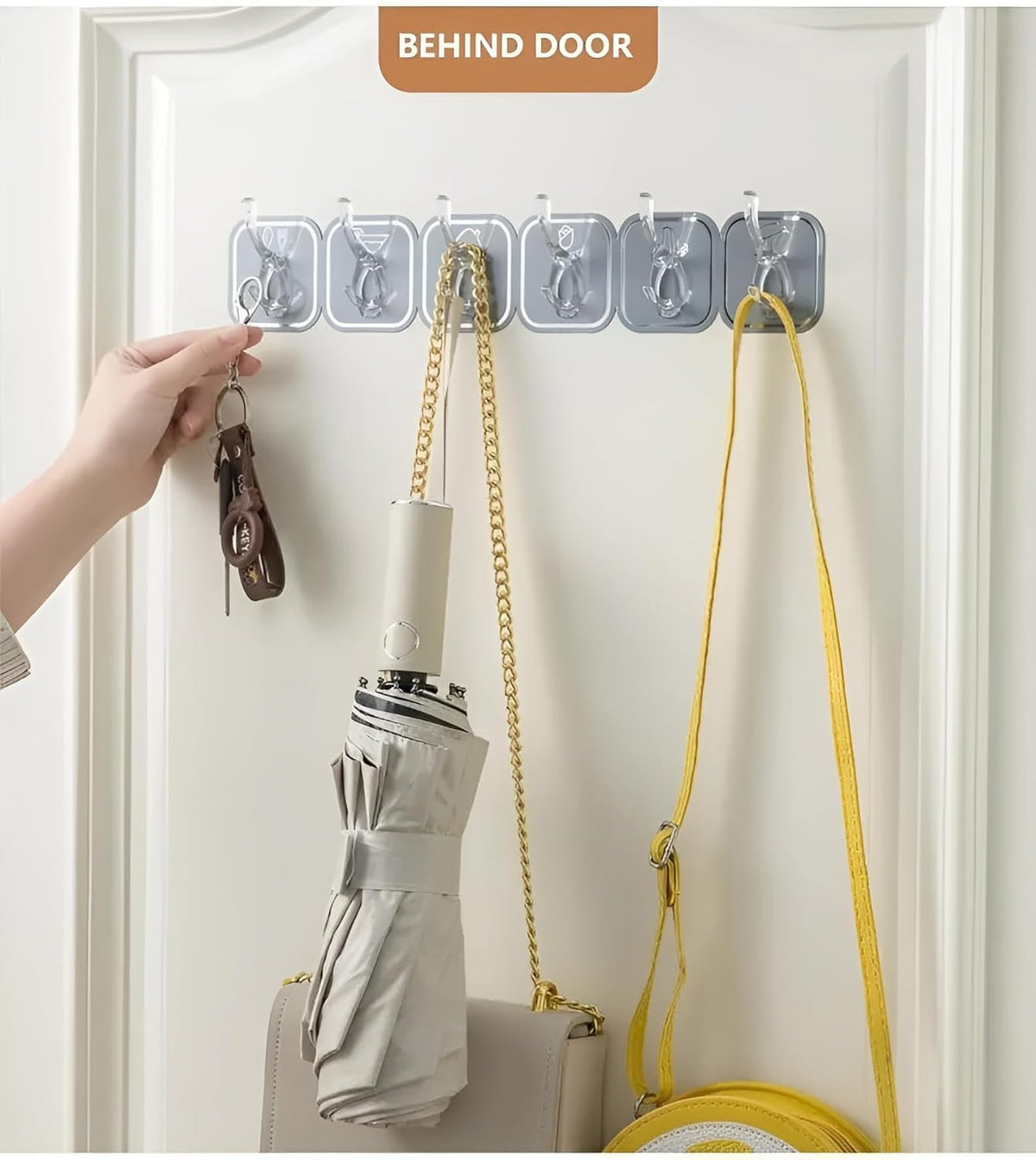 Wall Hanging 6 Hooks Self Adhesive Wall Sticky- Heavy Duty Wall peg for Hanging Sticky Latch for Wall Heavy Items Without Drilling Transparent Wall Hanger Crochet(Multicolors)
