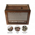 Money Box with Carved Design, Wooden Piggy Bank