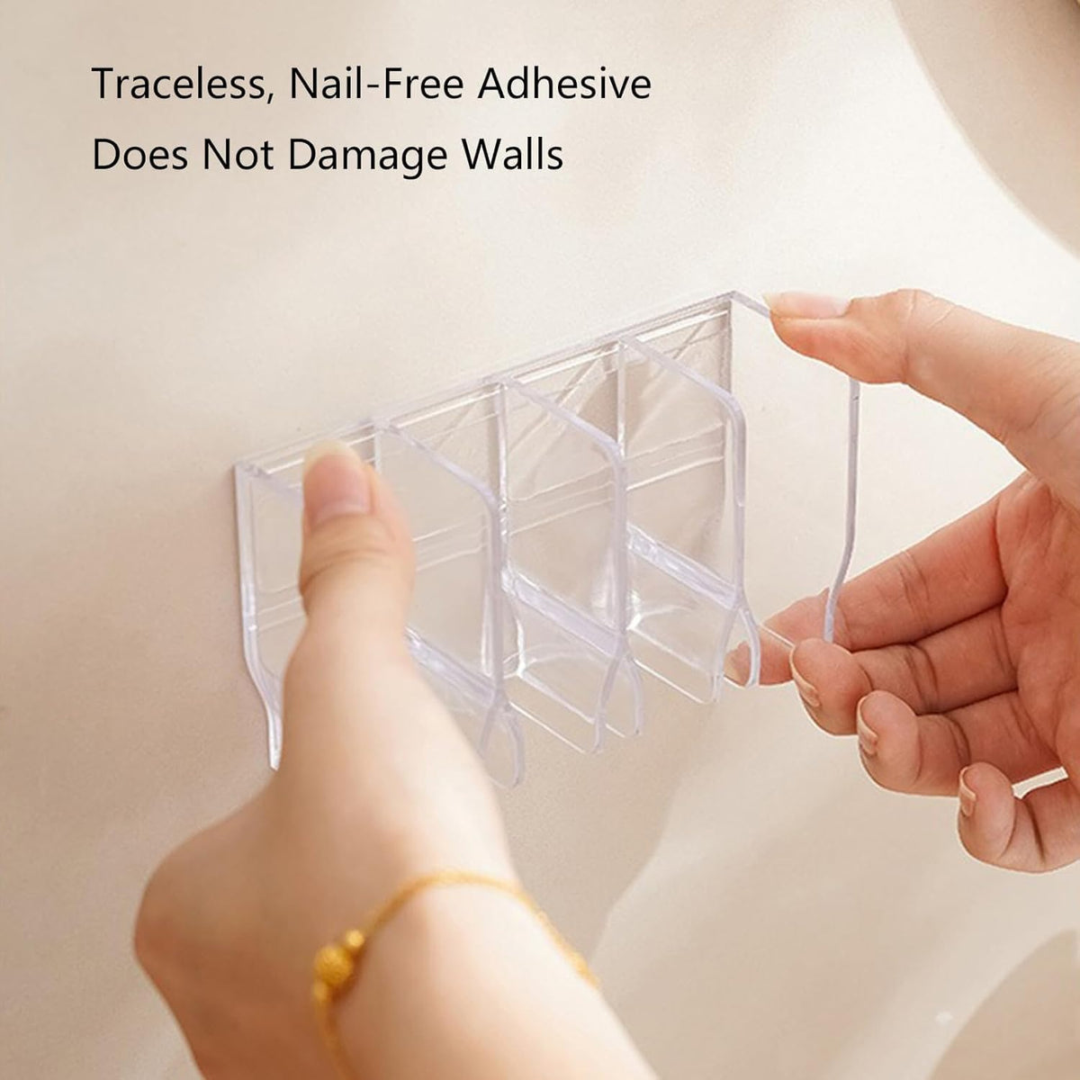 Wall Mounted Cosmetic Organizer, 4-Grid Storage Caddy for Bathroom, No-Drill Plastic Storage Rack for Skincare, Toothpaste, Hand Cream, Stationery