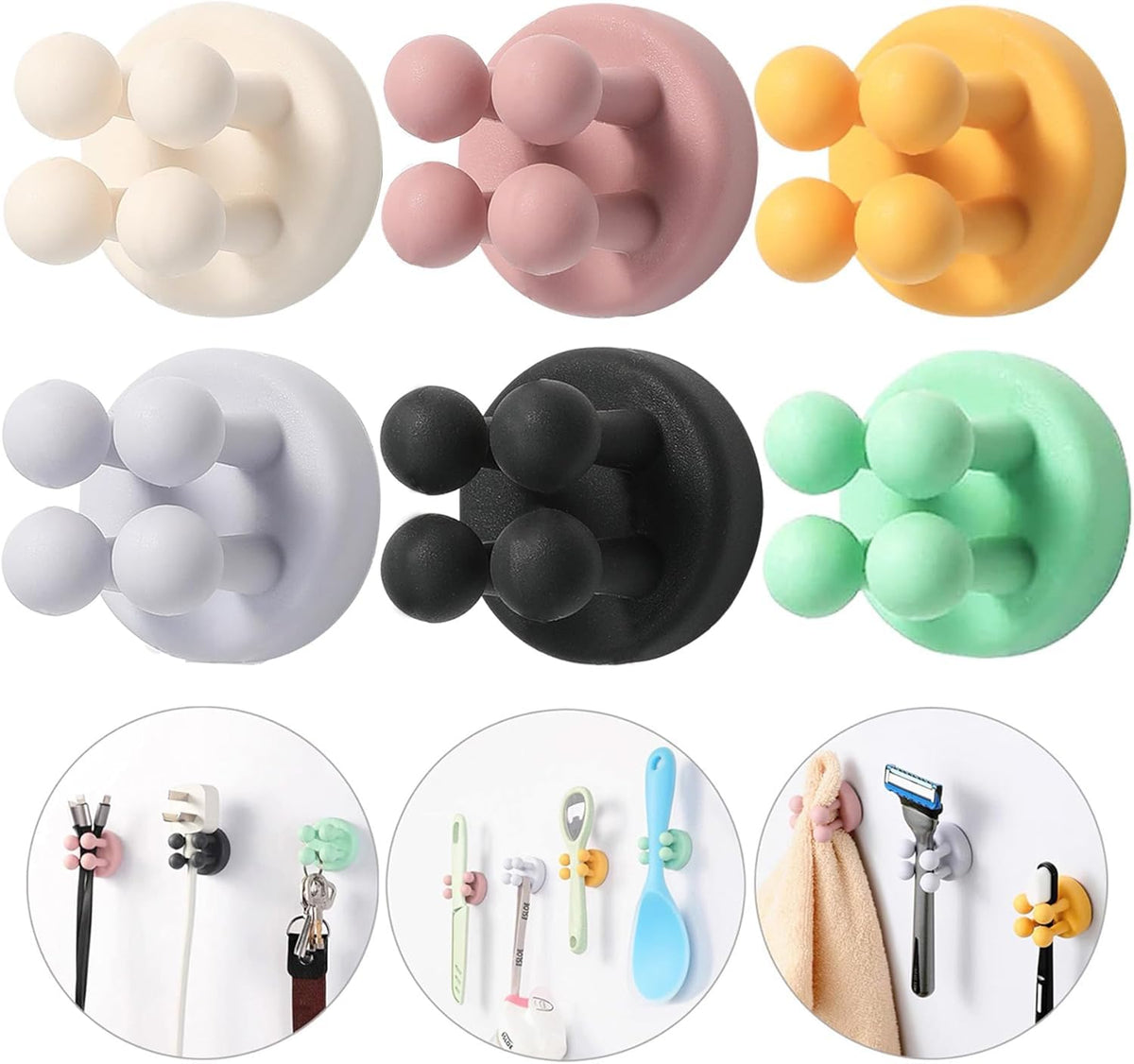 Good Grips Razor Holder - Silicone Toothbrush Holders for Shower Wall Mounted Self Adhesive Cute Dorm Room Bathroom Kitchen Organizer Storage Hook for Hanging Loofah Towel Tooth Brush