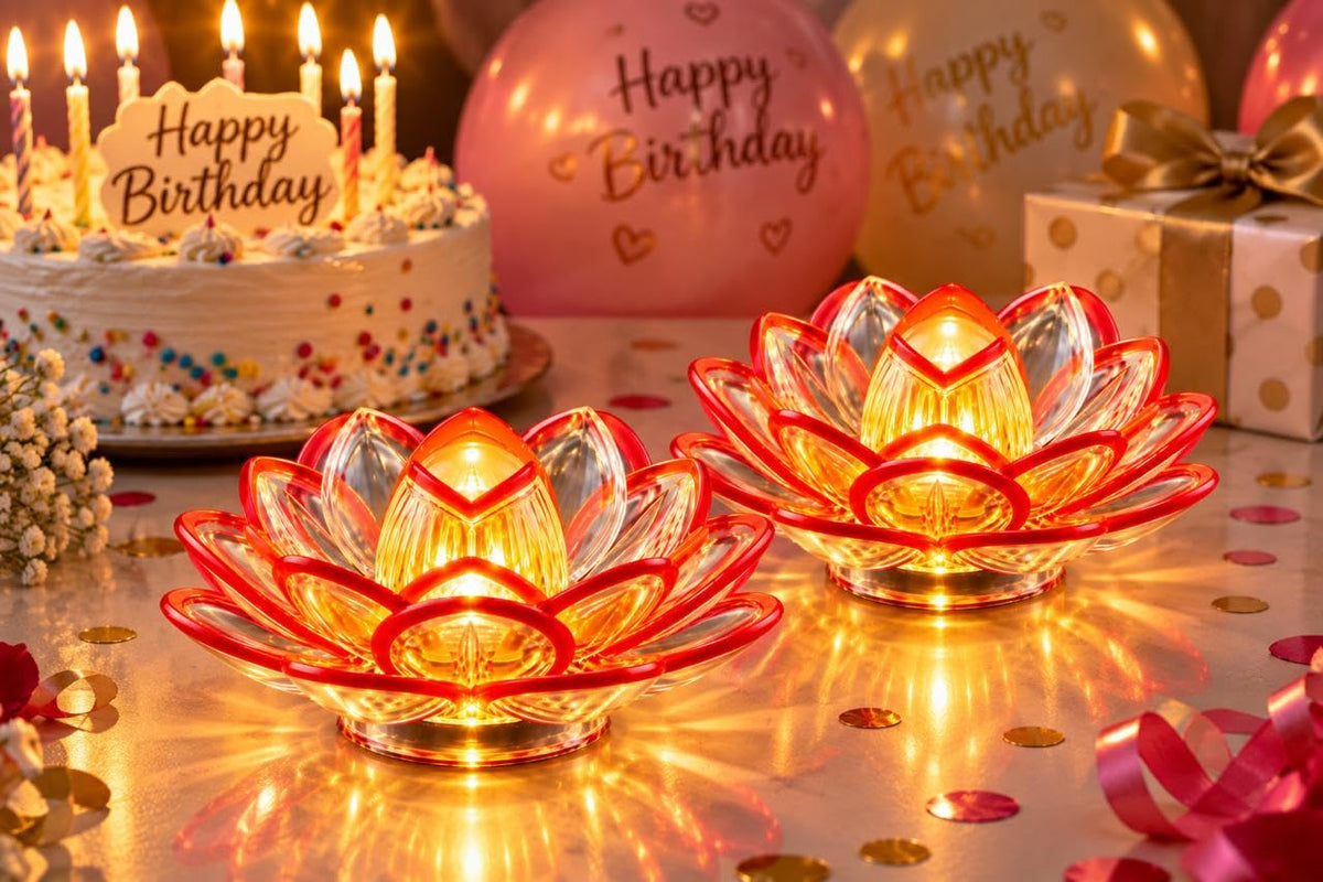 Transparent Flower LED Tea Light Candles Flameless Smokeless Battery Operated Decorative Diya Lights | Lotus Flower Shape for Diwali, Pooja, Home Decor & Festivals - 21376