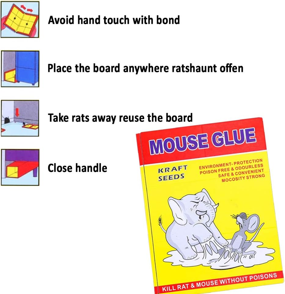 Kraft Seeds Rat Glue Trap Glue Board Mouse Catcher Adhesive Sticky Glue Pad Non Poisonous Non Toxic Odourless