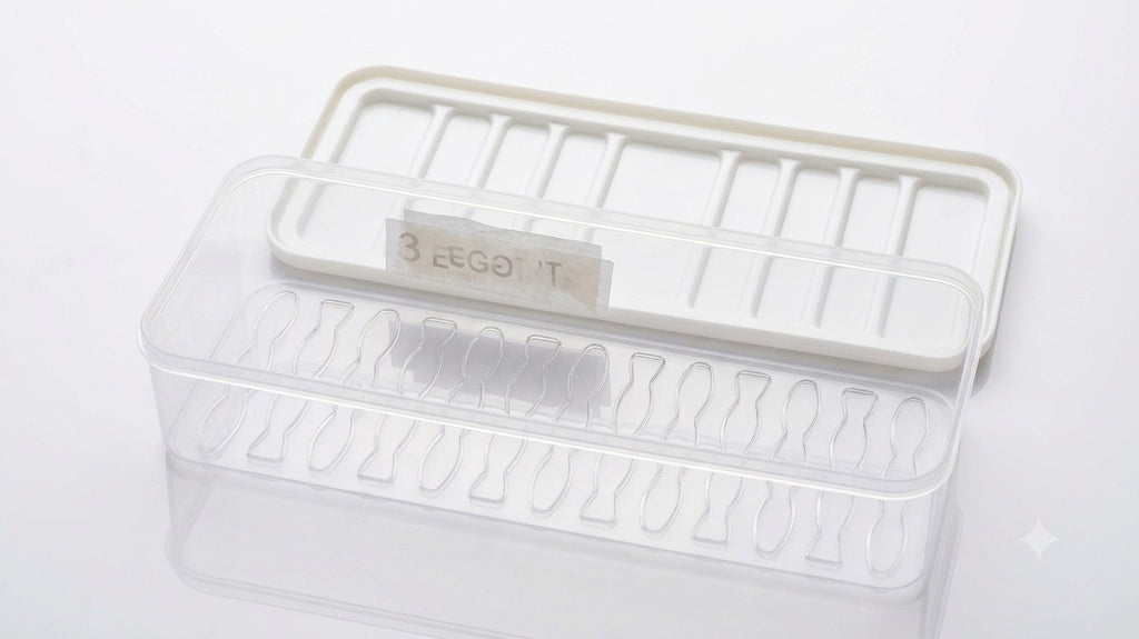 Set of 6 Food Storage Containers Plastic - Transparent Kitchen Storage Boxes with Lid, Stackable Fridge Organizer for Vegetables, Fruits & Grocery Storage