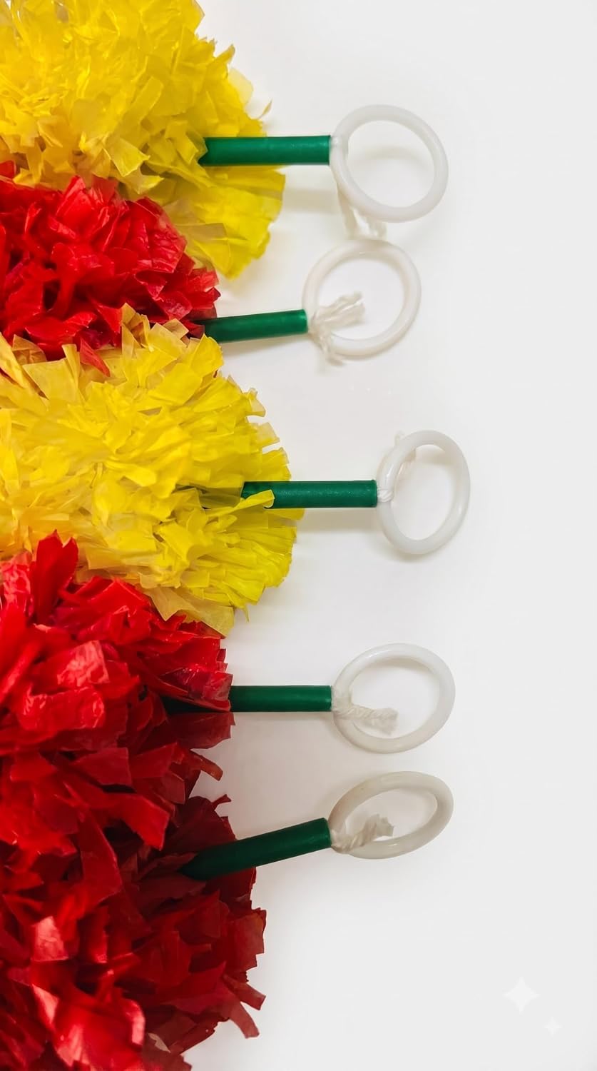 {5 Pcs} Artificial Marigold Garland (5 ft 7 inch) Red Yellow Genda Phool Mala for Mandir, Door, Wall Hanging Diwali Wedding Decoration