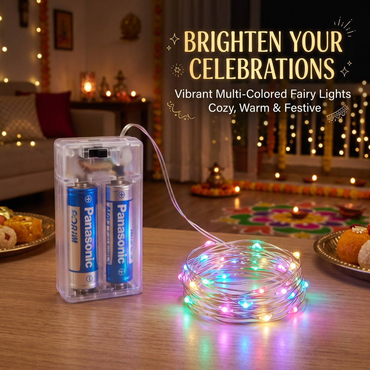 2 Meter LED light Fairy Lights AAA-Battery Operated Multi color