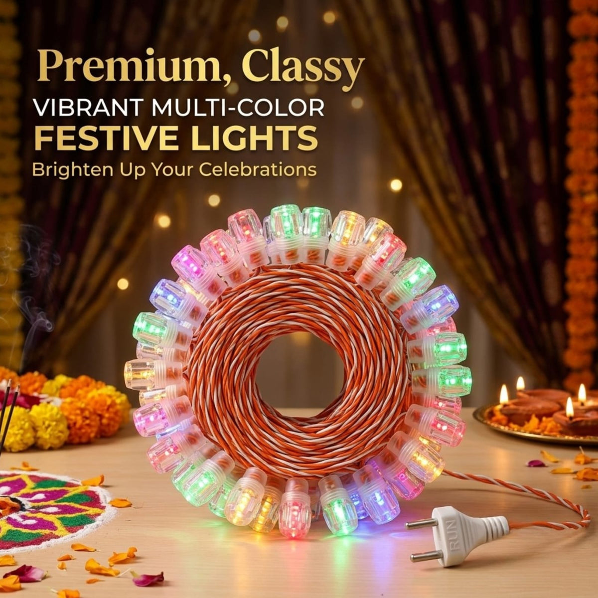 Multicolor LED String Lights with Plug
