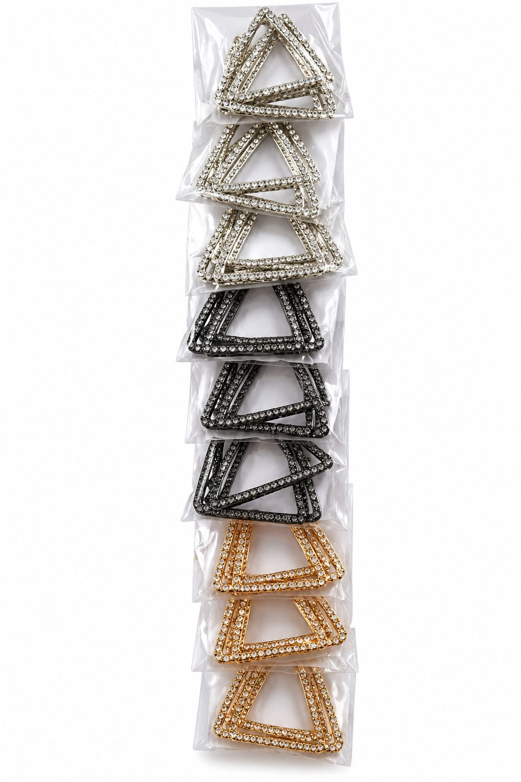3 Layer TRIANGLE with Design Non-precious Metal 4CM Hoops Earrings for Women & Girls