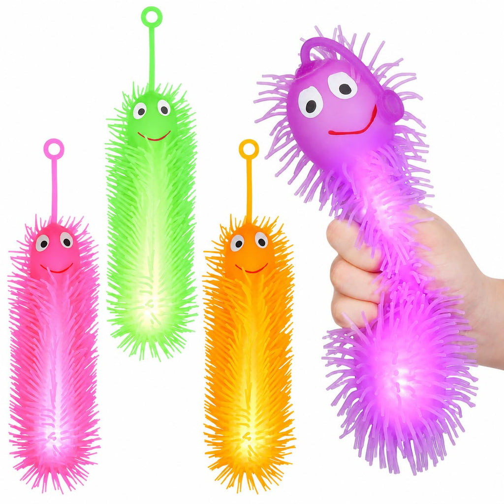 NUOBESTY  Glowing Caterpillar Toys, Luminous Squeeze Puffer Worms