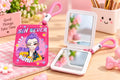Compact Foldable Pocket Makeup Mirror, Pink, Cute Cartoon Design  Portable Vanity Mirror for Women
