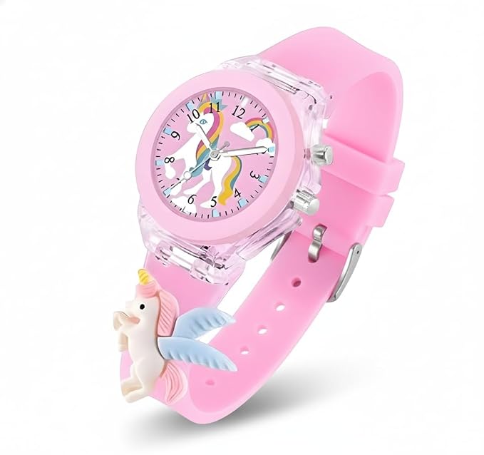 Kids Watch with LED Light-Up Case, Pink And Purple Combo Silicone Band