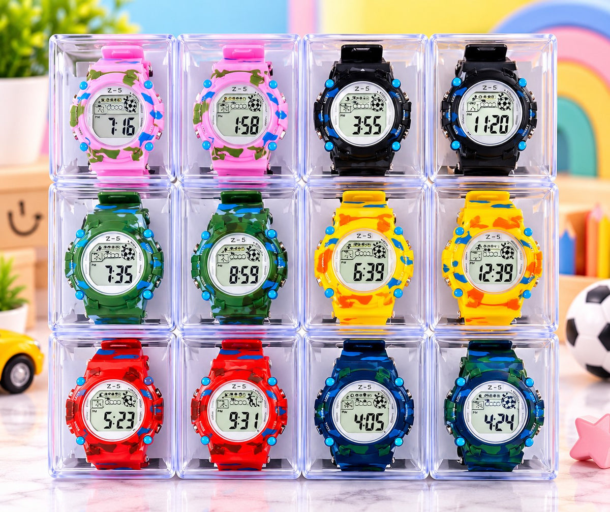 Kids Digital Sports Watch for Boys & Girls – Colorful Waterproof Look Wrist Watch Multicolor [Random Design]
