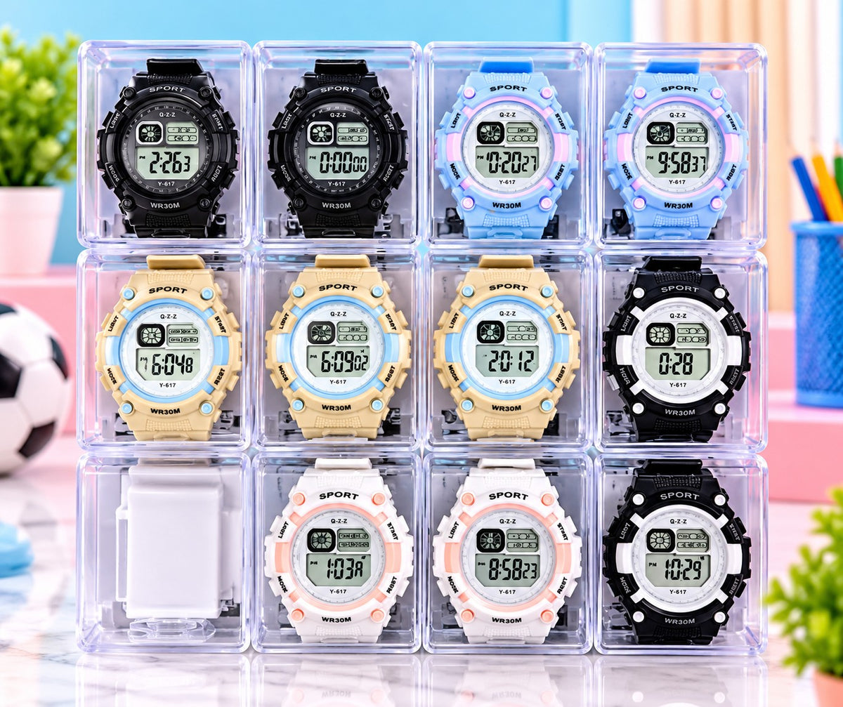 Kids Digital Sports Watch for Boys & Girls – Colorful Waterproof Look Wrist Watch Multicolor [Random Design]