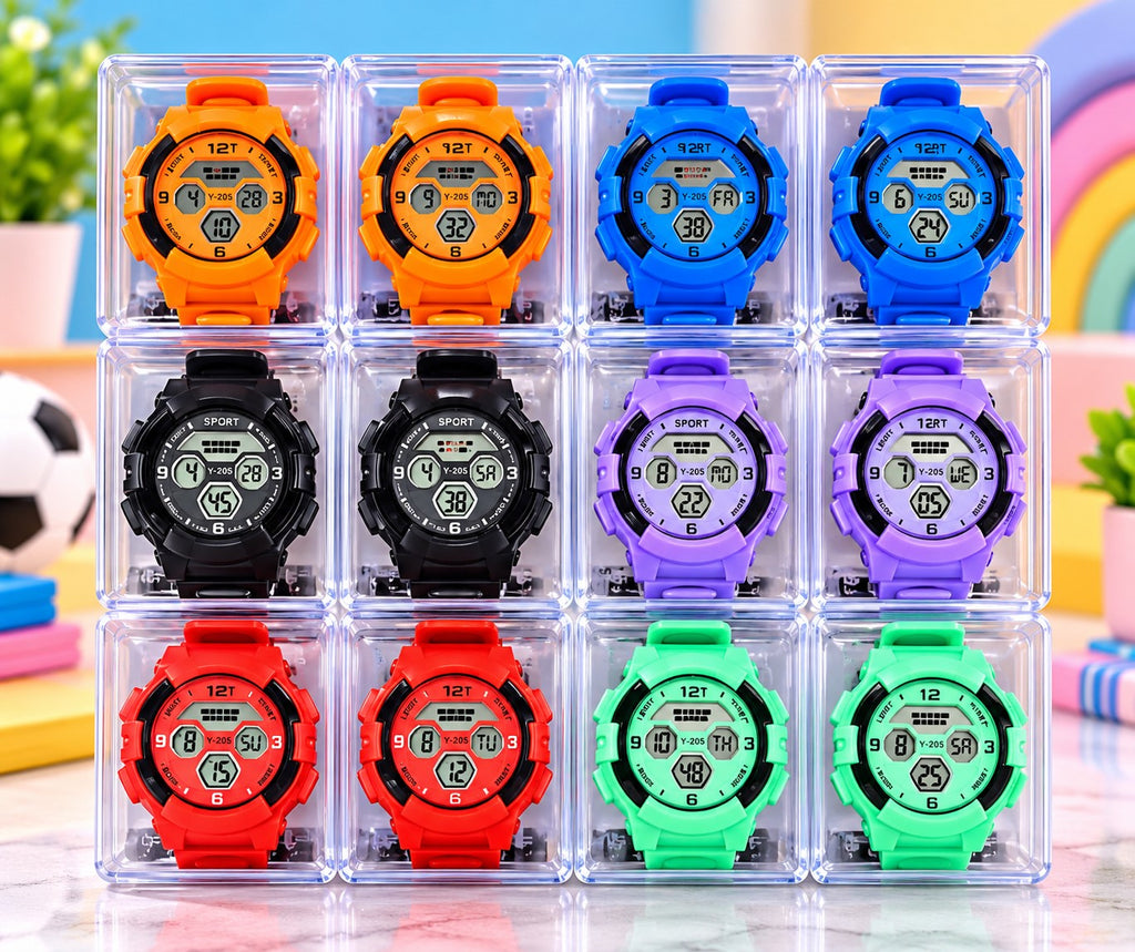 Kids Digital Sports Watch for Boys & Girls – Colorful Waterproof Look Wrist Watch Multicolor [Random Design]