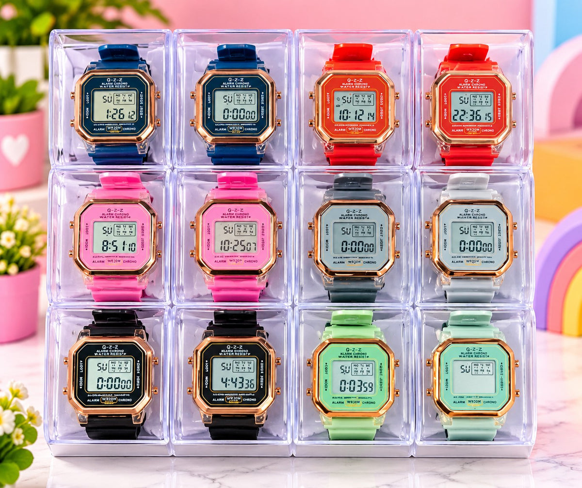 Kids Digital Sports Watch for Boys & Girls – Colorful Waterproof Look Wrist Watch Multicolor [Random Design]