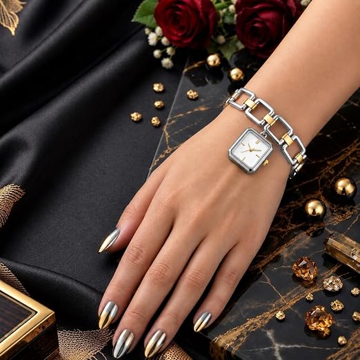 Women’s Analog Bracelet Watch for Girls & Women | Elegant Rectangular Dial | Metal Link Chain Strap | Fashion & Casual Wrist Watch