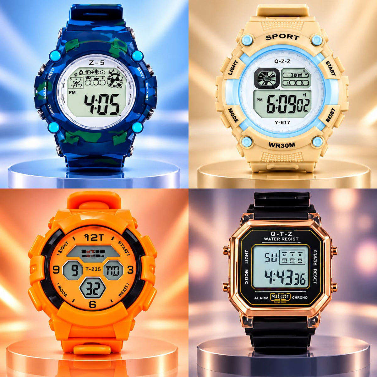 Kids Digital Sports Watch for Boys & Girls – Colorful Waterproof Look Wrist Watch Multicolor [Random Design]