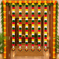 {Pack of 12} Artificial Flower Toran Door Hanging for Home & Diwali Decoration | Red Yellow White Green Floral Garland | Festive Door Hanging Toran 5 Feet