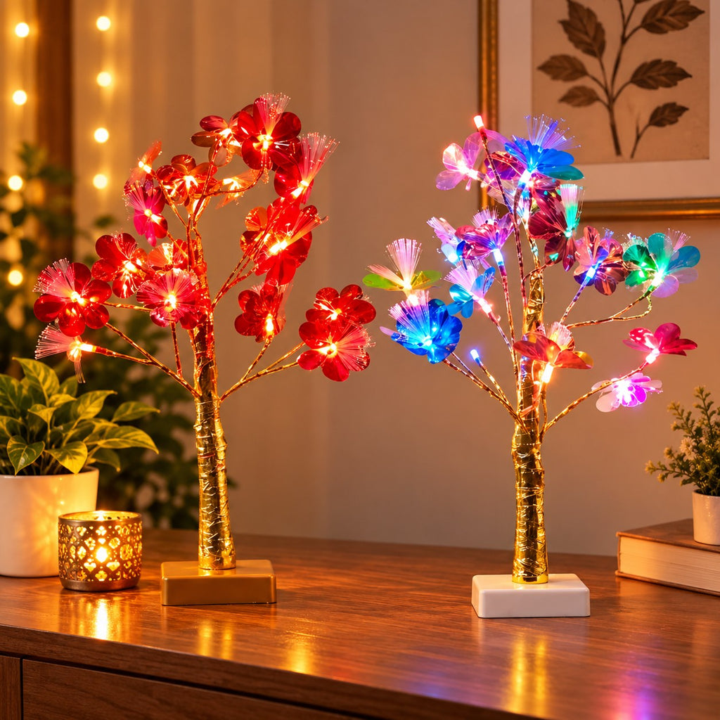 Multicolor LED Butterfly Tree Lamp | USB Powered Decorative Table Light | Color Changing Night Lamp for Bedroom, Living Room & Home Decor | Gift Item {Random Design}