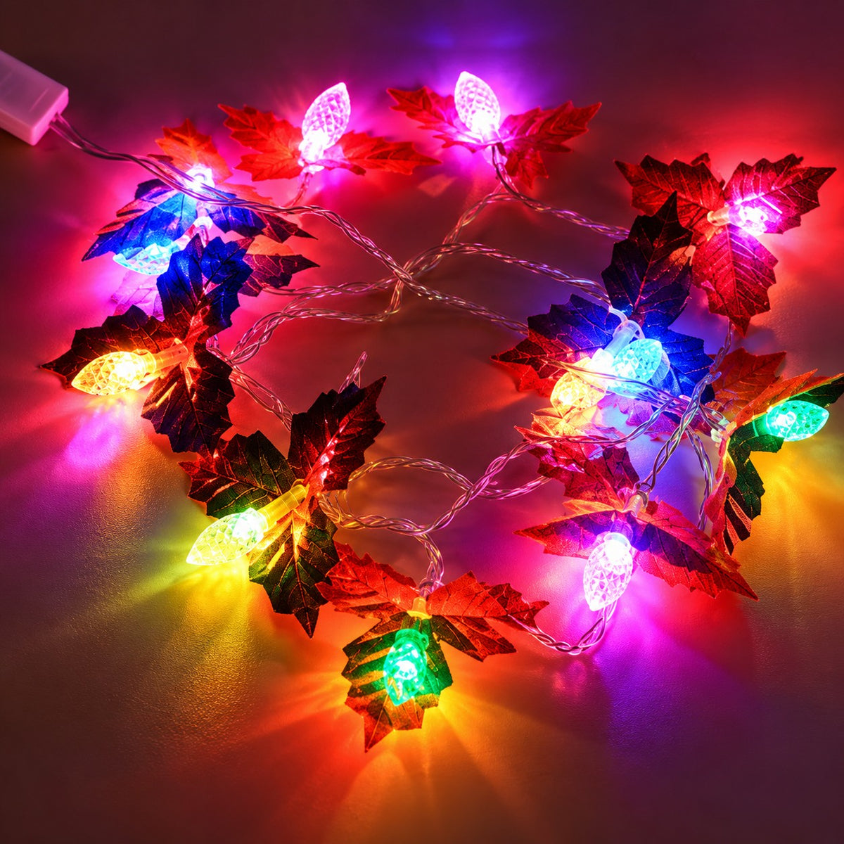 Decorative LED Leaf String Light, Multicolor