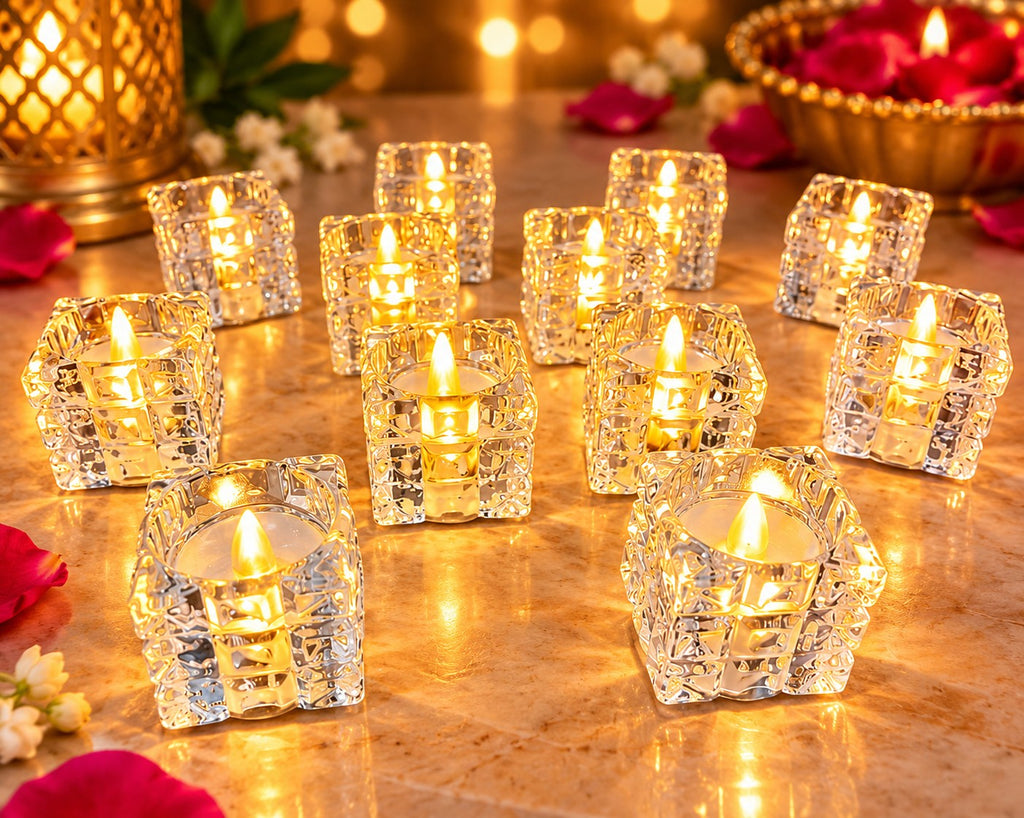 [Pack of 24] Creative Square Block Shape Warm White Lighting LED Candle Flameless & Smokeless