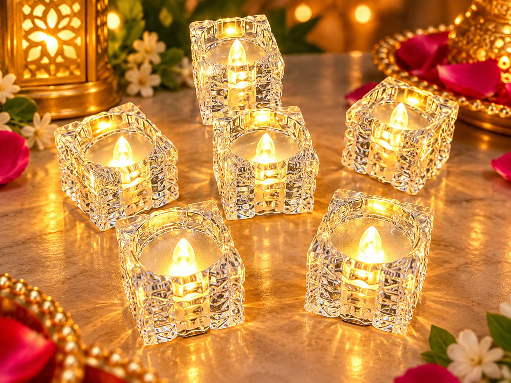 [Pack of 24] Creative Square Block Shape Warm White Lighting LED Candle Flameless & Smokeless