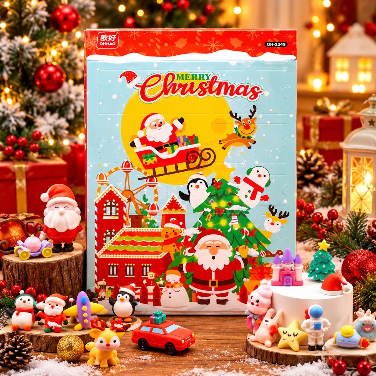 Merry Christmas Advent Calendar Toy Set | 24 Surprise Mini Figures – Holiday Countdown Gift for Kids