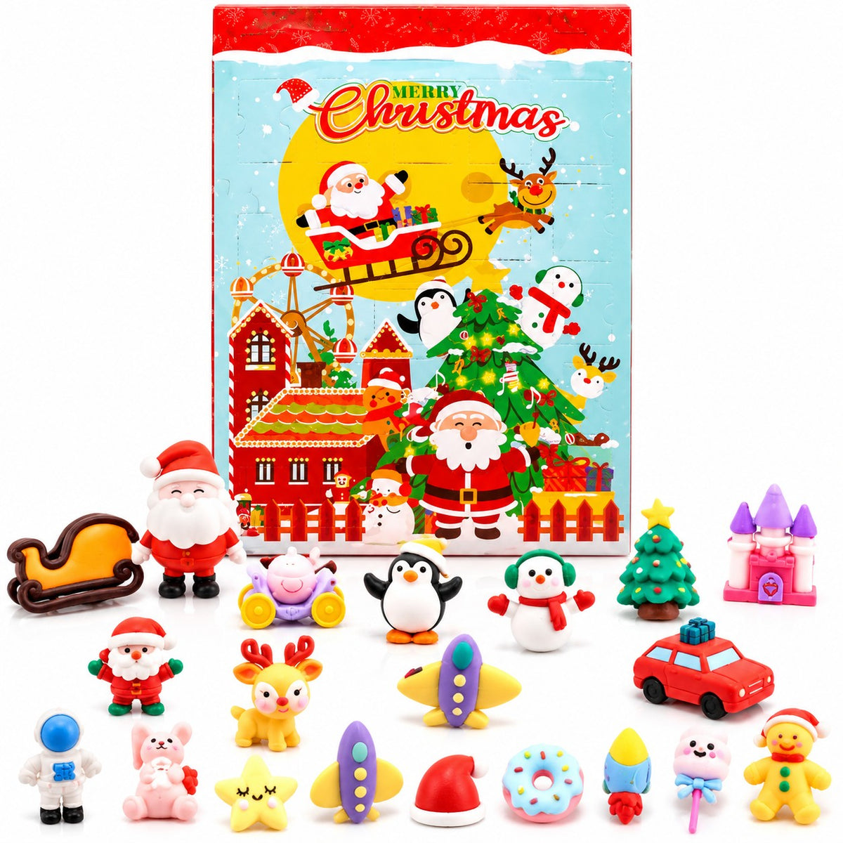 Merry Christmas Advent Calendar Toy Set | 24 Surprise Mini Figures – Holiday Countdown Gift for Kids