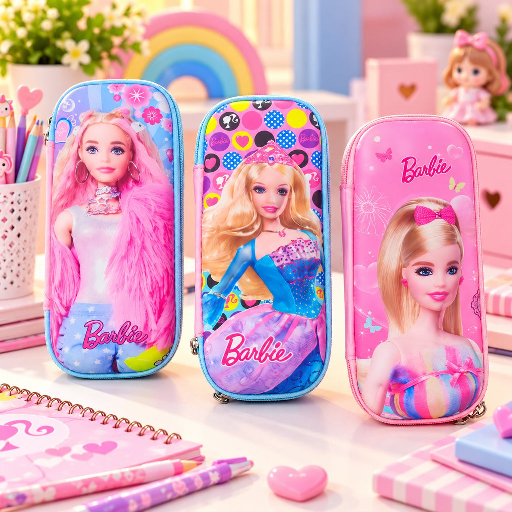 Barbie Doll Pen & Pencil Case Hardtop Pencil Case for Kids, Pencil Pouch for Kids Art EVA Pencil Box {Random Design}