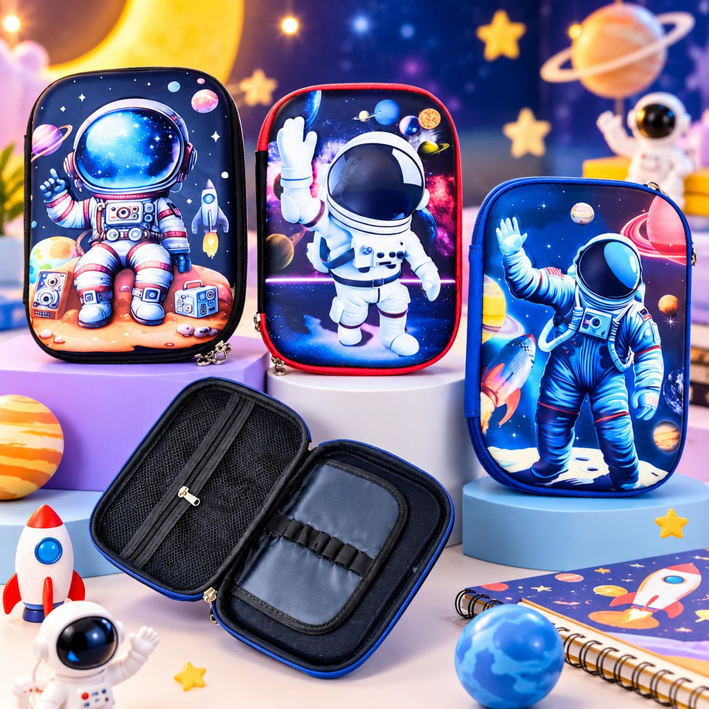 3D Astronaut Pencil Box for Kids | EVA Hard Case Pencil Pouch | Random Design