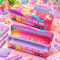 Random Design School Bus Metal Pencil Box for Kids