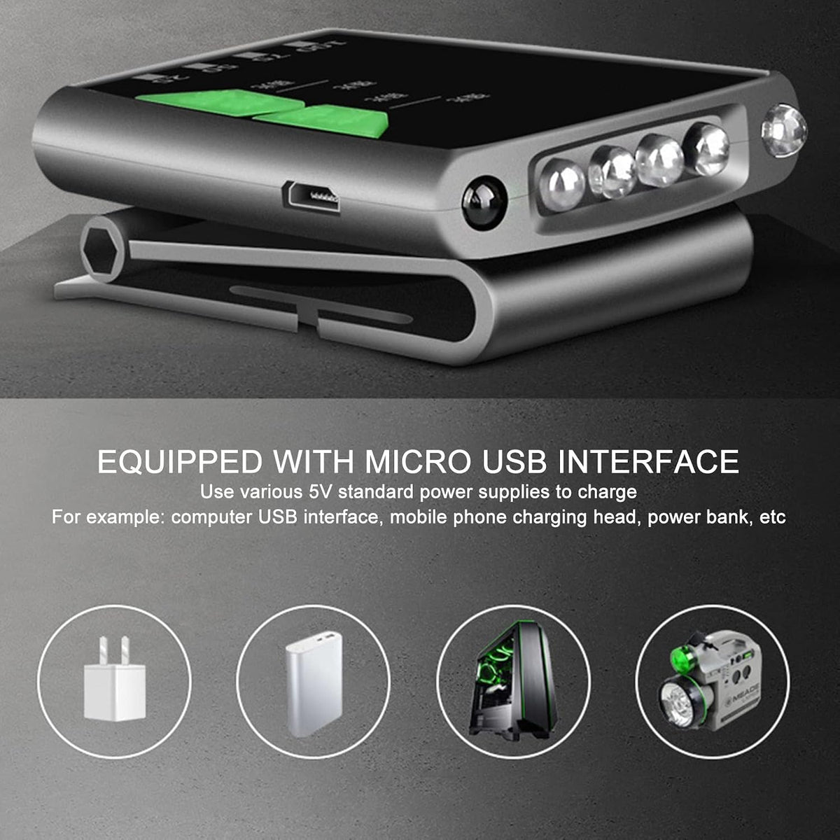 Headlamp Forehead Flashlight Smart Induction LED Clip On Cap Light USB Rechargeable Headlamp Hat Light with Power Display Outdoor Fishing Black Camping Running Cycling Headlight