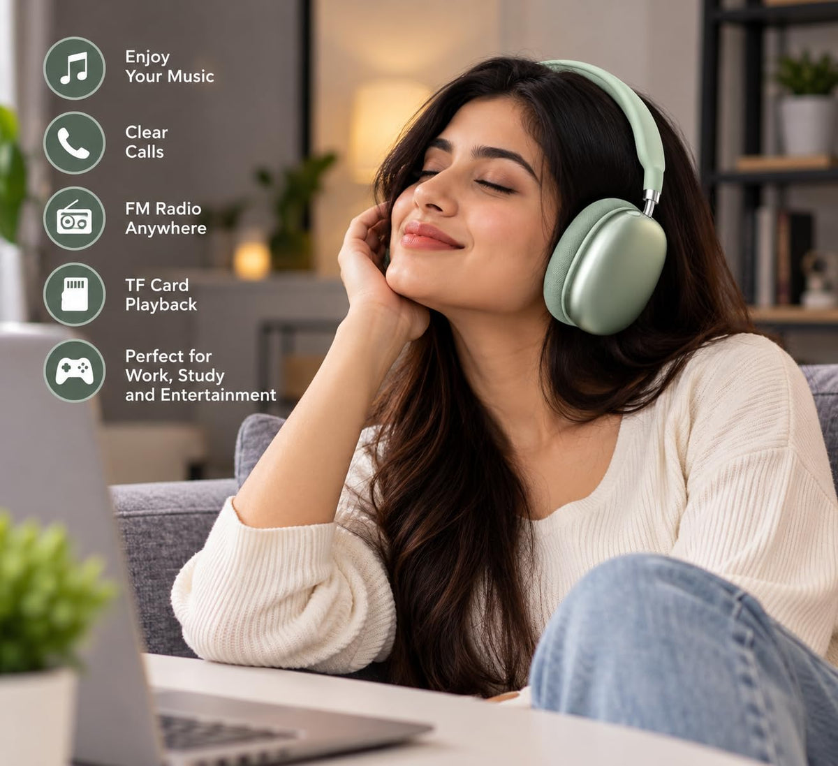 P9 Bluetooth Wireless Over Ear Headphones with Mic, 50mm HiFi