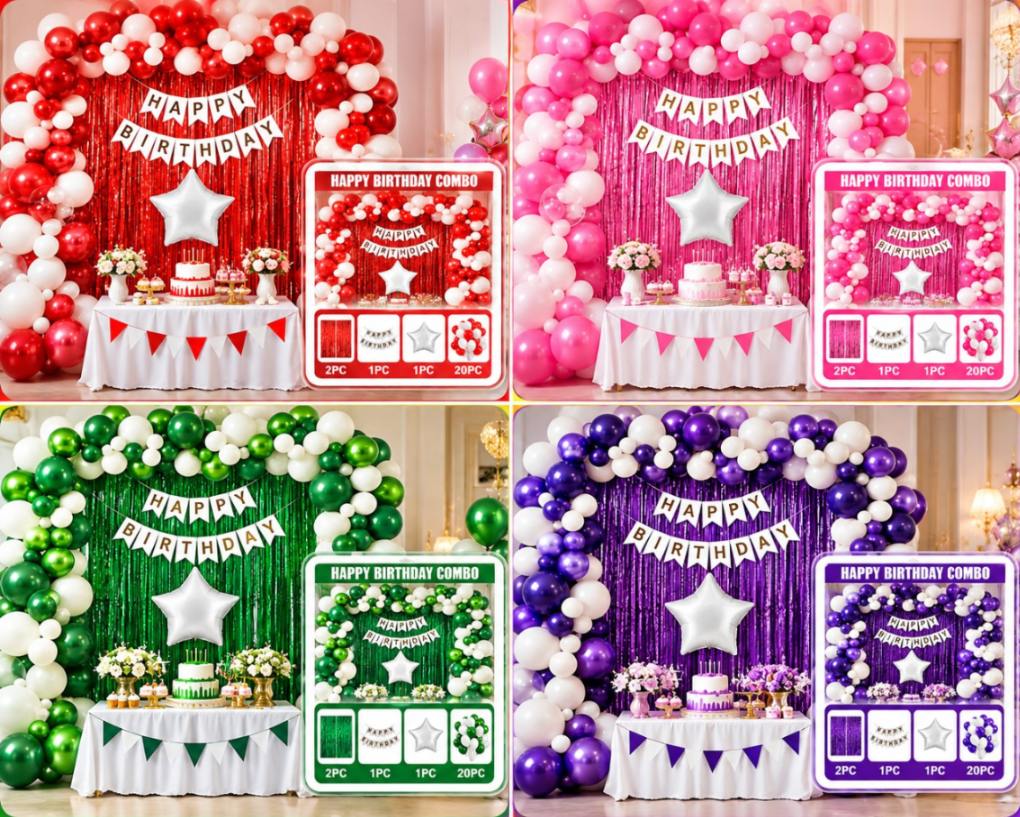 Happy Birthday Party Decorations for women  with HAPPY BIRTHDAY Foil Curtains Balloons with Star Foil for Girls