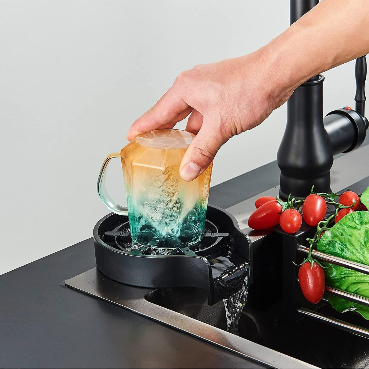 SAYFINE Automatic Cup Washer for Sink | Glass Rinser for Kitchen, Bar & Cafe | High Pressure Jet Cleaner for Bottles, Cups & Wine Glasses | Cleaning Accessory | Cup Rinser Kitchen Sink Attachment