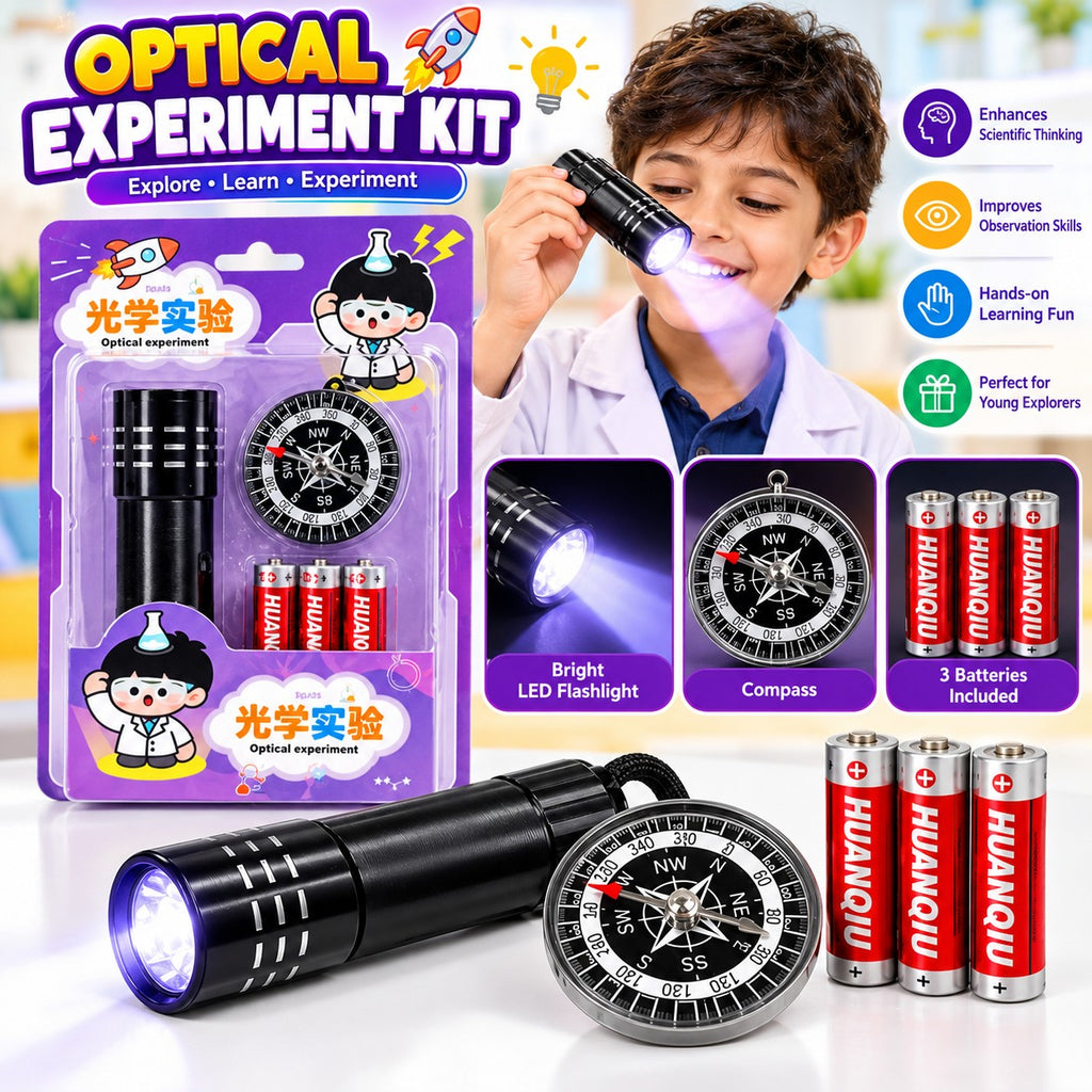 Optical Experiment Kit, Science Kit for Kids, STEM Learning Toy, Educational Science Toy, Flashlight Kit, Compass Toy, Science Activity Kit, Kids Learning Set