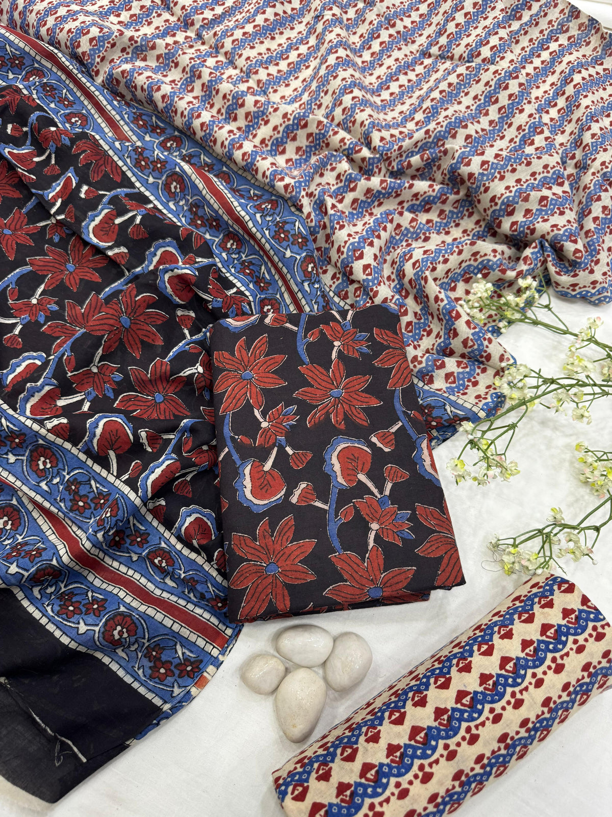 Cotton Suit Set with Mulmul Dupatta - 03