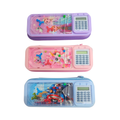 Calculator Plastic Pencil Box , With Game On top Cover - Pouch {Random Design} - 1881117