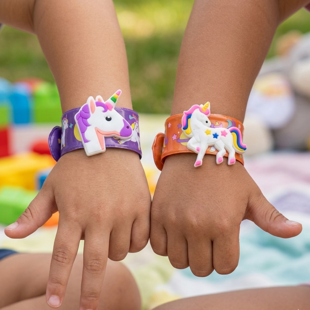 {Pack of 12} Unicorn Slap Bracelets for Kids, Cartoon Theme Friendship Wristbands for Girls - 20598