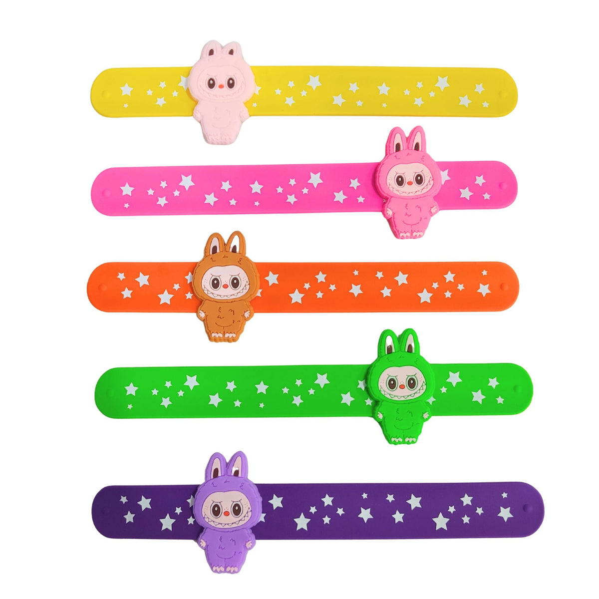 {Pack of 12} Labubu Slap Bracelets Silicone Slap Bands for kids {Random Color} - 20599