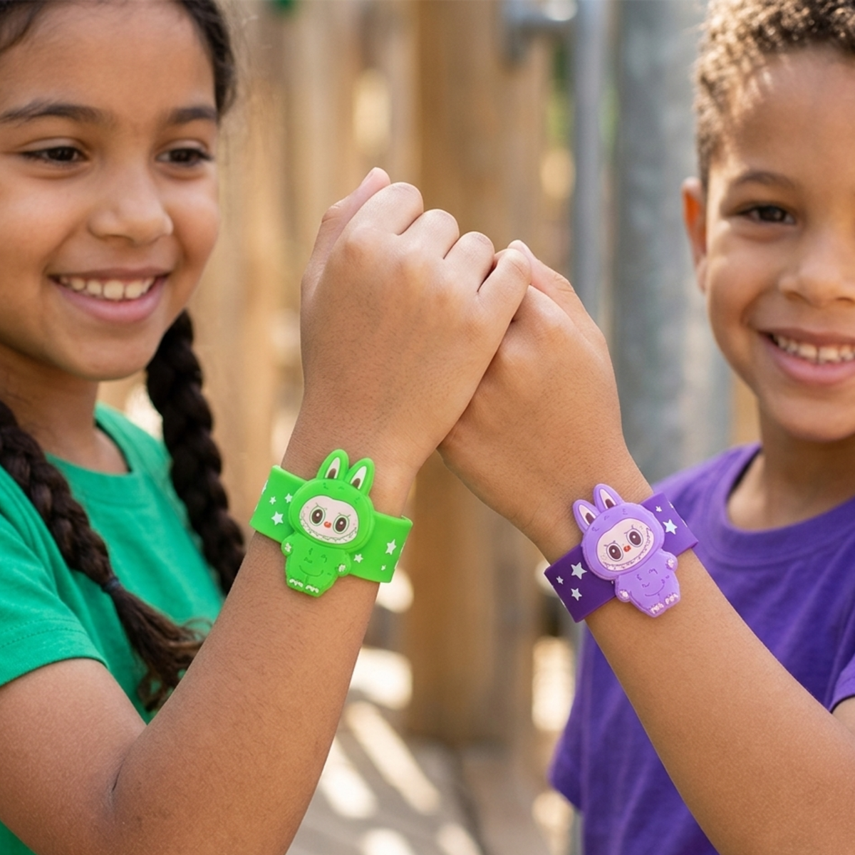 {Pack of 12} Labubu Slap Bracelets Silicone Slap Bands for kids {Random Color} - 20599