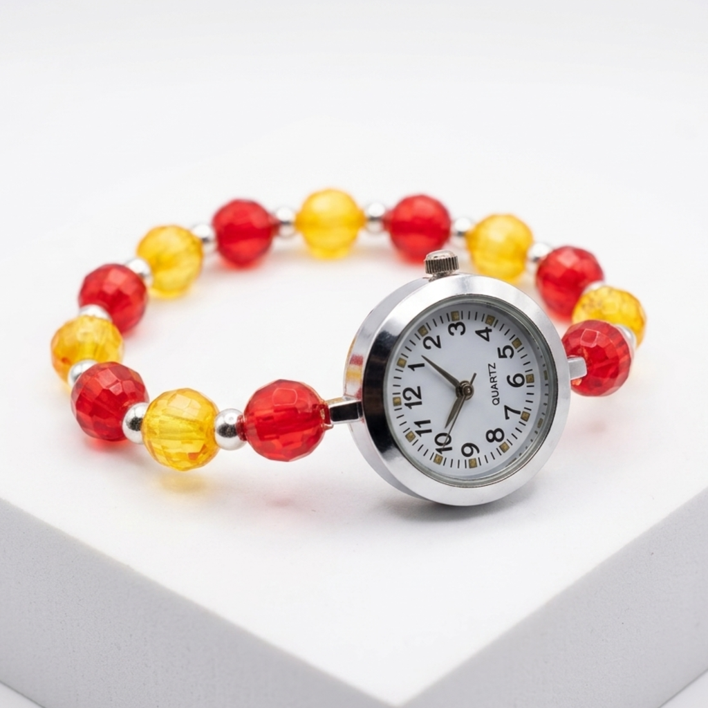 Stylish Analog Girls Wrist Watch –Girls Bracelet Watch with Beads – Stylish Analog Quartz Watch for Kids and Teens {Random Design} - 20655
