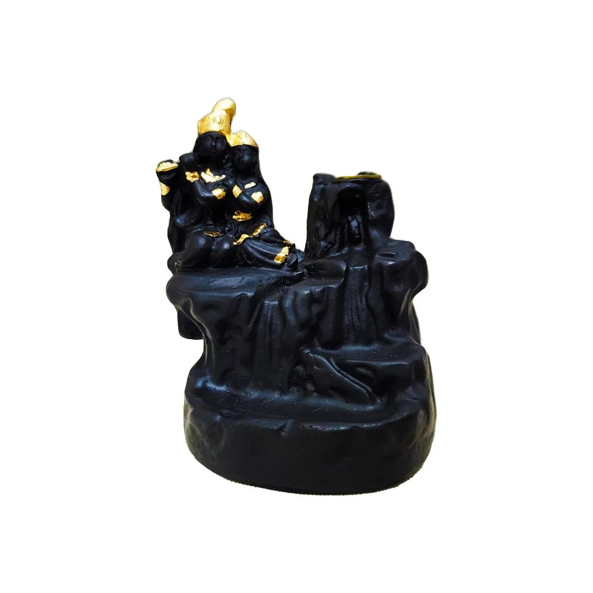Smoke Fountain Radha Krishna Idol with 8 Pc Backflow Incense Cones Sticks - 10291