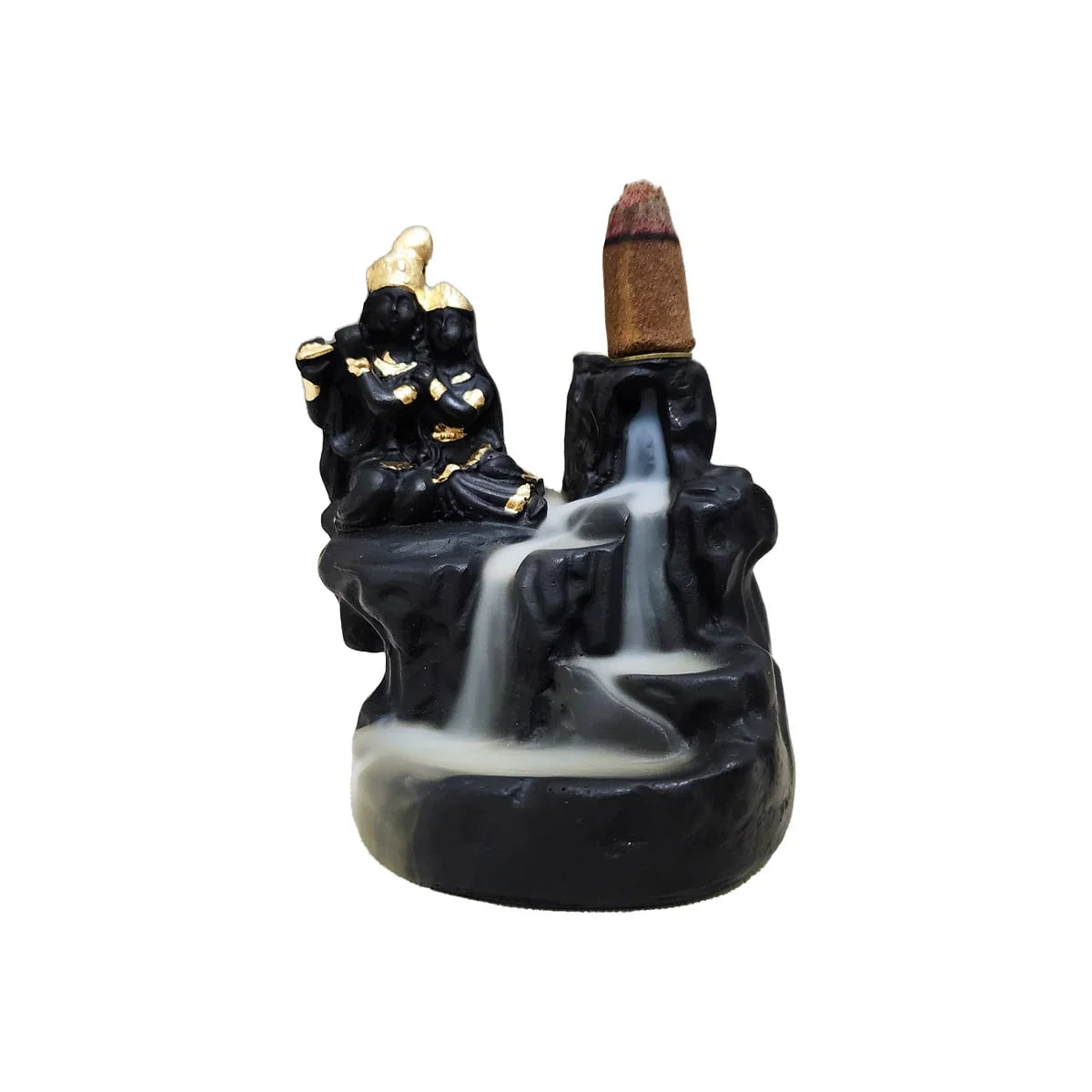 Smoke Fountain Radha Krishna Idol with 8 Pc Backflow Incense Cones Sticks - 10291