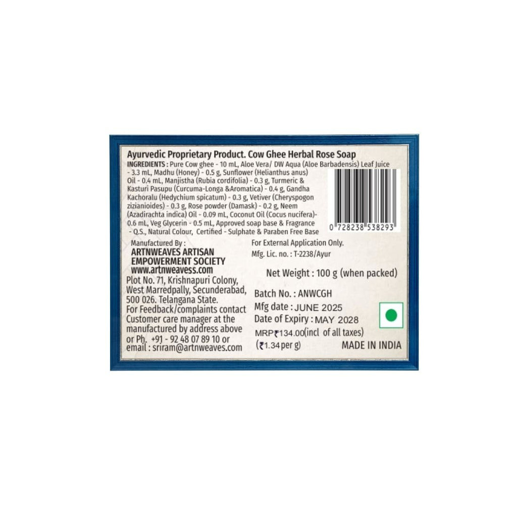 Rose Cow Ghee Herbal Soap - Pack of 2