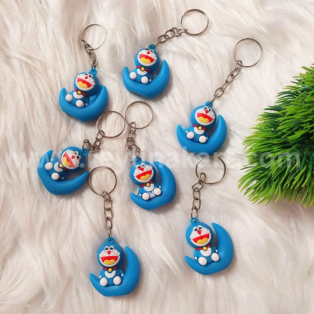 {Pack of 12} Doraemon Moon Small Lightweight Key Chain for Bike Keys Kids Men Women Boys Girls Great Collectible - 20381