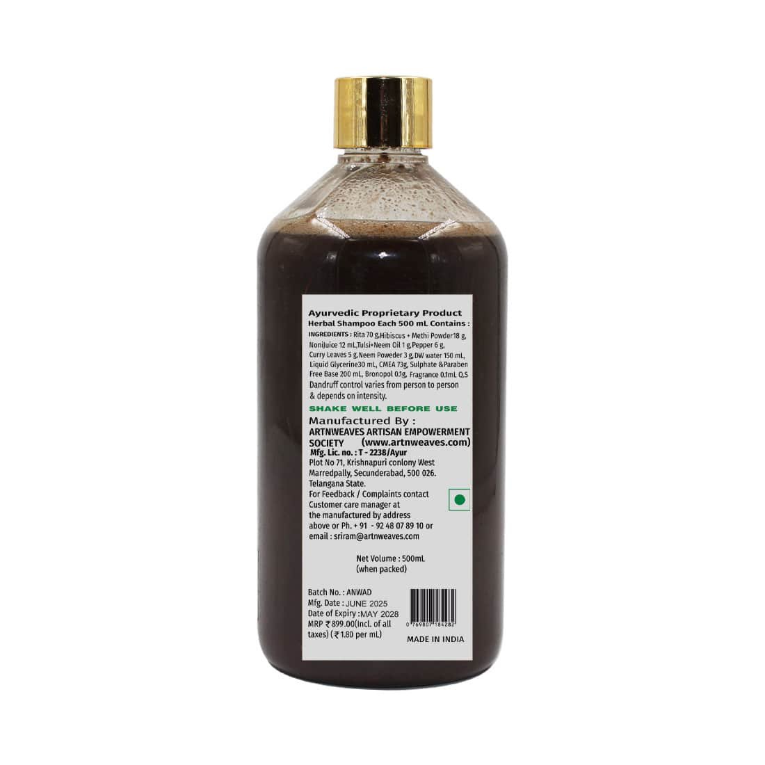 Herbal Shampoo Anti Dandruff Sulphate free Based – 500ml
