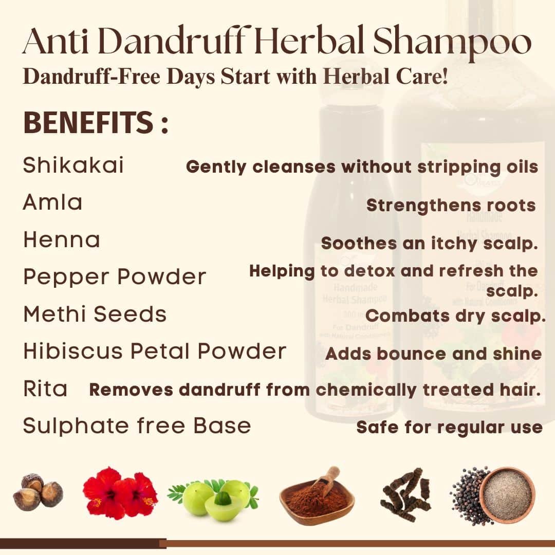 Herbal Shampoo Anti Dandruff Sulphate free Based – 500ml