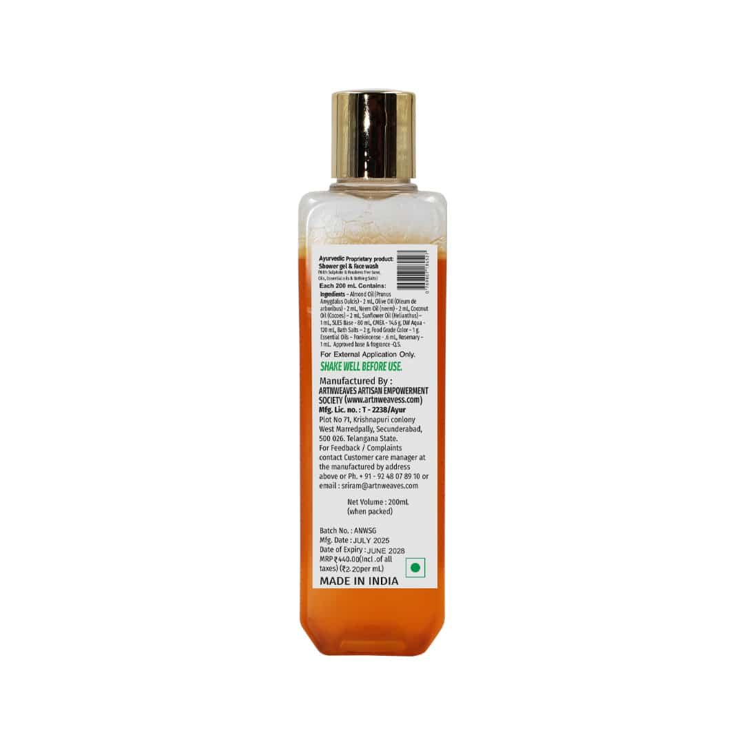Almond Oil Essential Oils Shower Gel & Face wash with Sulphates & Parabens free Base – 200ml