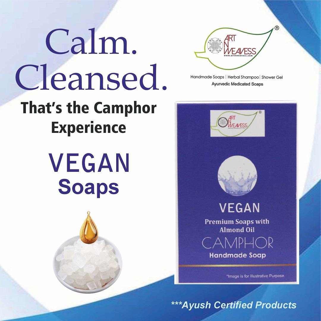 CAMPHOR Handmade VEGAN Almond Oil Soap NT 100 gms unit - Pack of 2