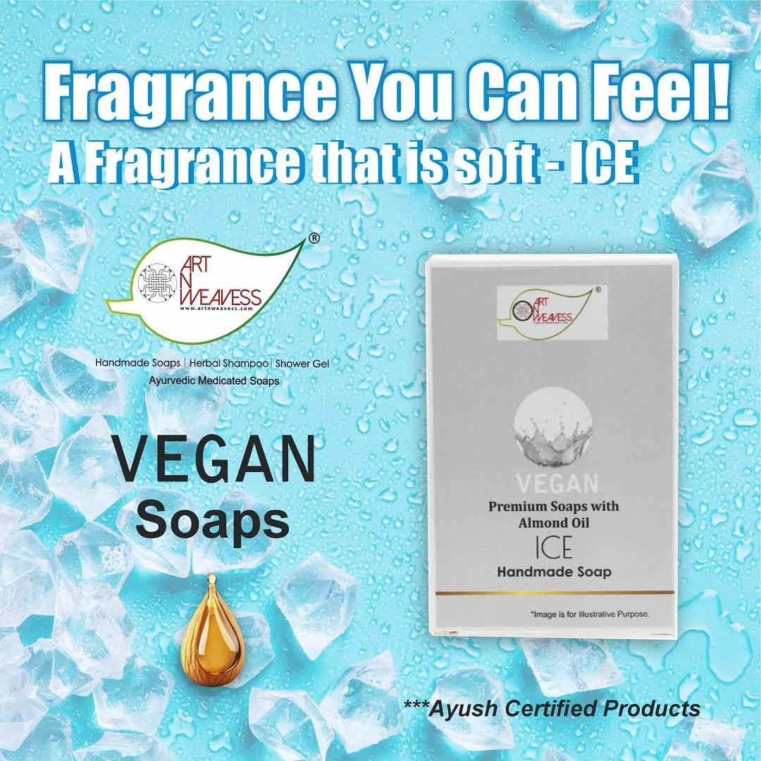 ICE Handmade VEGAN Almond Oil Soap NT 100 gms unit - Pack of 2